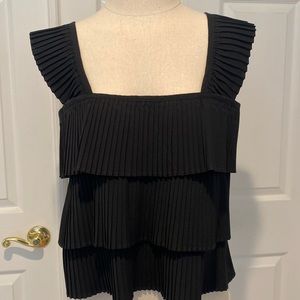 jcrew layered pleated top